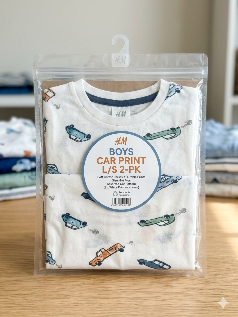H&M SET Baby Boy's Long Sleeve Navy Blue T-Shirt - New York Car  4-6 mos EUC